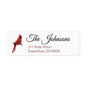 Red Cardinal Christmas Return Address Labels