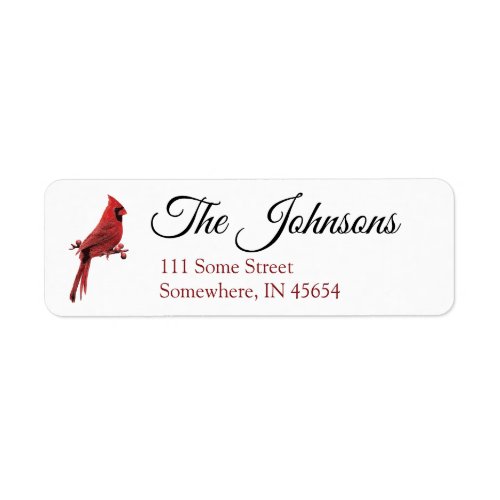 Red Cardinal Christmas Return Address Labels