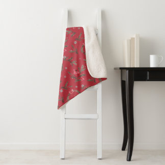 Red Cardinal Christmas Sherpa Throw Blanket