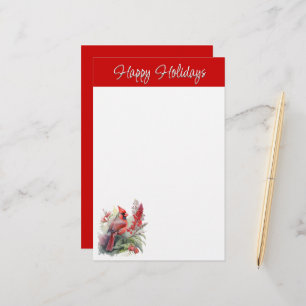 Red Cardinal Christmas Stationery