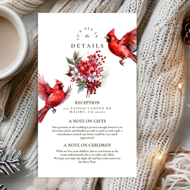Red Cardinal Christmas Wedding Enclosure Card (Creator Uploaded)