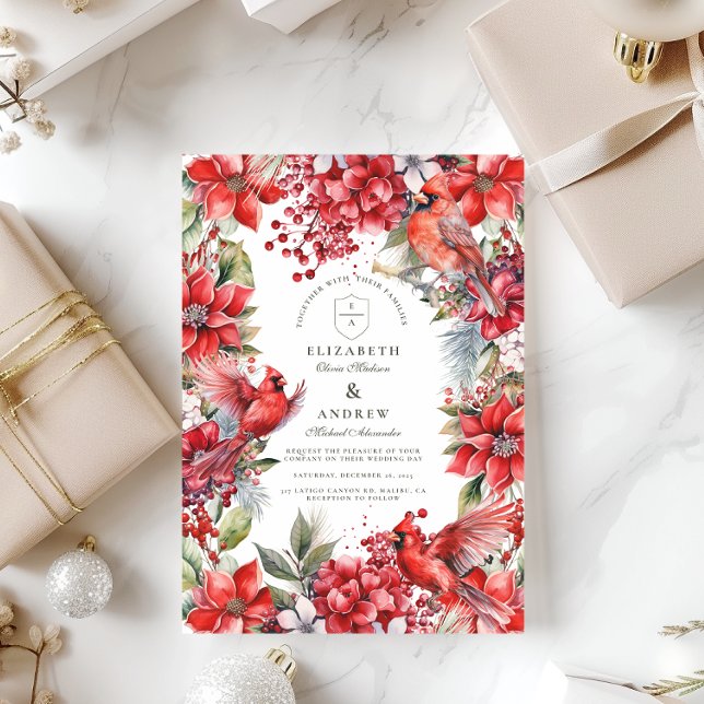 Red Cardinal Christmas Wedding Invitation (Creator Uploaded)