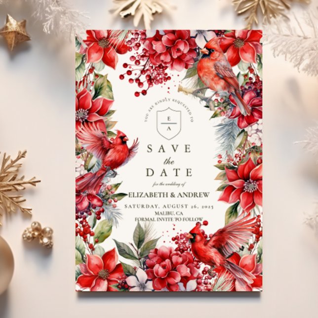 Red Cardinal Christmas Wedding Save The Date (Creator Uploaded)