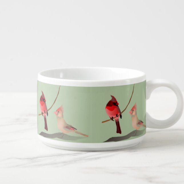 Red Cardinal Christmas Winter Birds Bowl (Left)