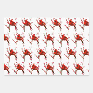 Red cardinal Christmas, winter holiday Wrapping Paper Sheets
