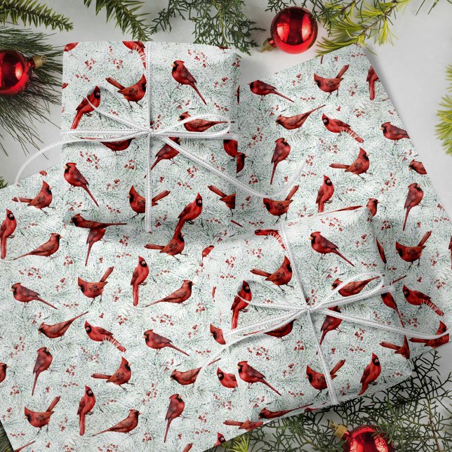Red Cardinal Christmas Winter Holiday Wrapping Paper Sheets (Creator Uploaded)