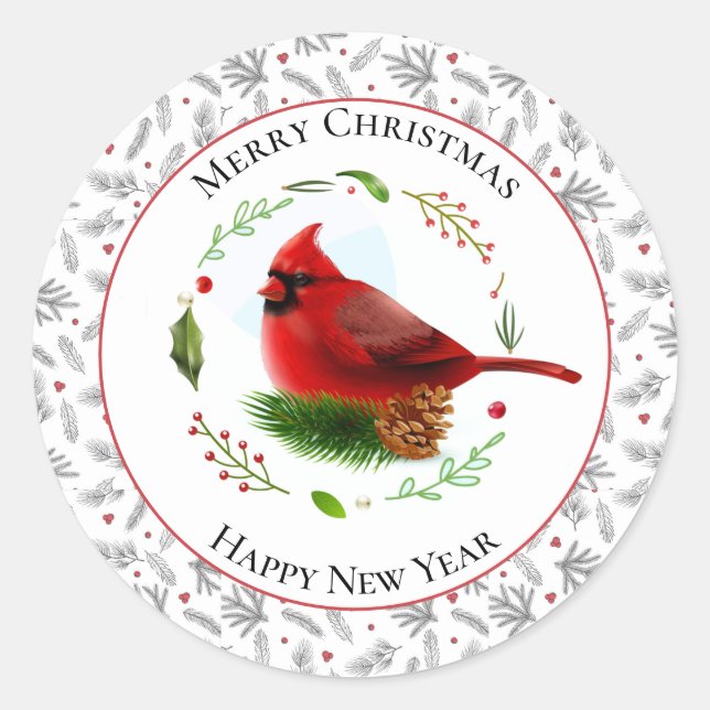 Red Cardinal Classic Round Sticker (Front)