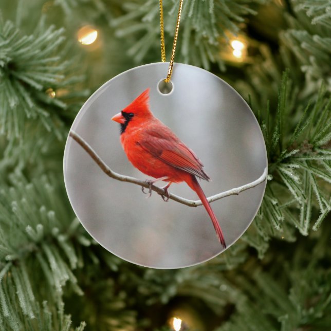 Red Cardinal Crest Ceramic Ornament (Tree)