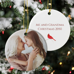 Red Cardinal Custom Photo Christmas Ceramic Ornament