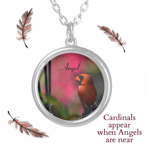 Red Cardinal Faith Memorial Silver Plated Necklace