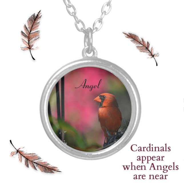 Red Cardinal Faith Memorial Silver Plated Necklace (Creator Uploaded)