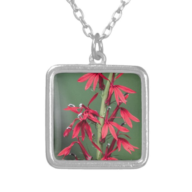 Red Cardinal Flower Necklace (Front)