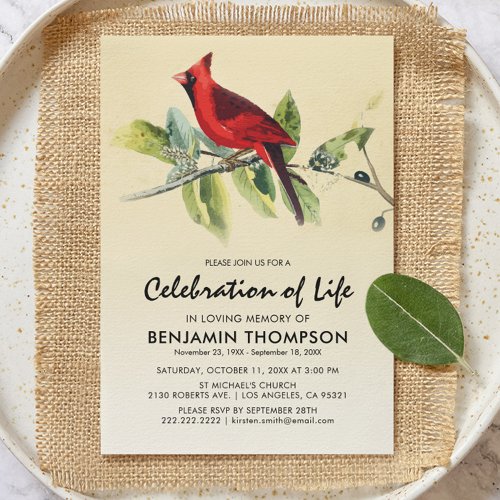 Red Cardinal Funeral Celebration of Life Invitation