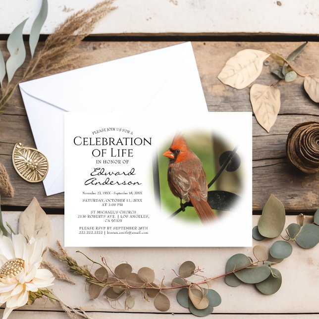 Red Cardinal | Funeral | Celebration of Life Invitation (Creator Uploaded)