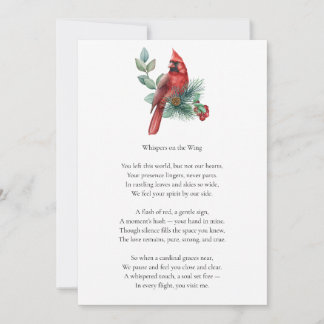 Red Cardinal Funeral Memorial Card