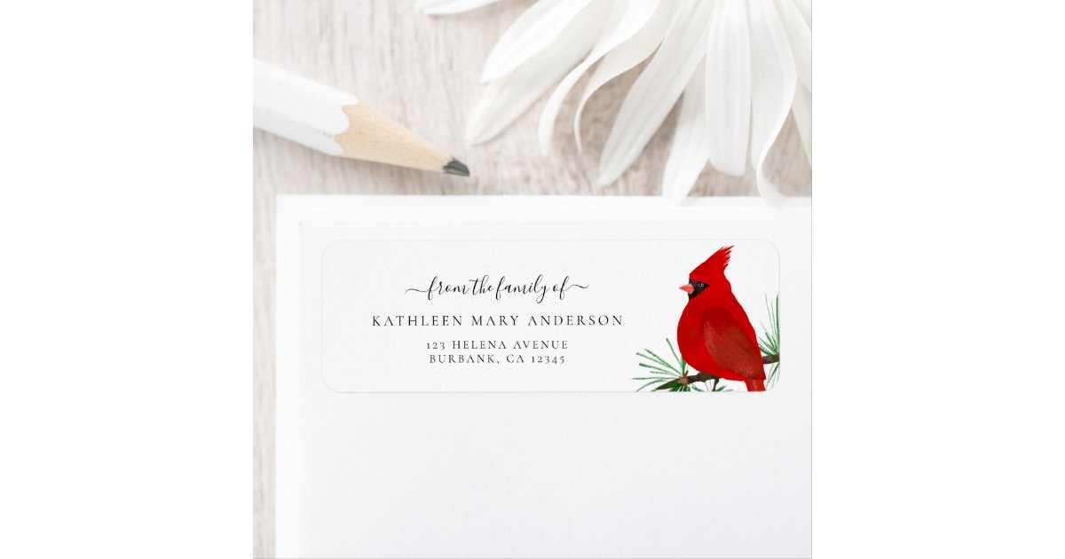 Red Cardinal Funeral Return Address Label | Zazzle