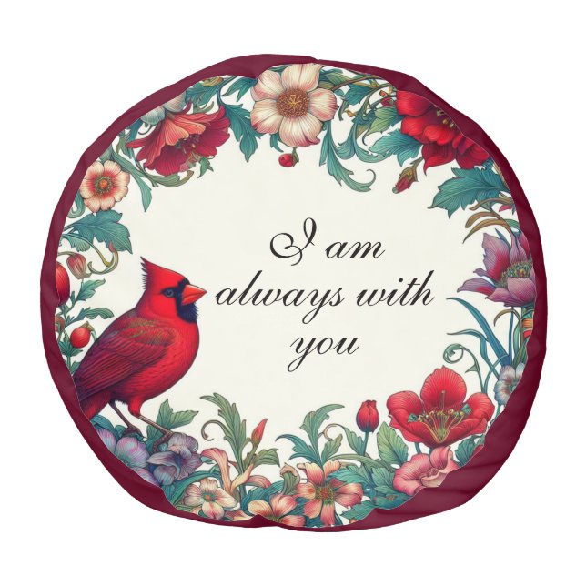 Red Cardinal Gifts Sympathy Keepsake Memorial Pouf (Top)
