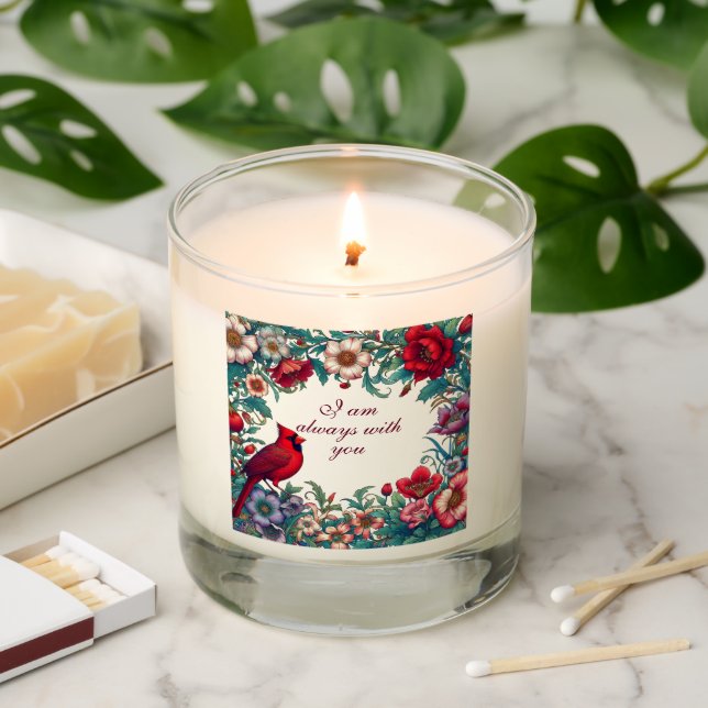 Red Cardinal Gifts Sympathy Keepsake Memorial Scented Candle (Lit)