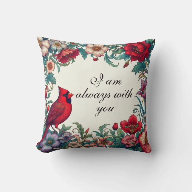 Red Cardinal Gifts Sympathy Keepsake Memorial Throw Pillow (Front)