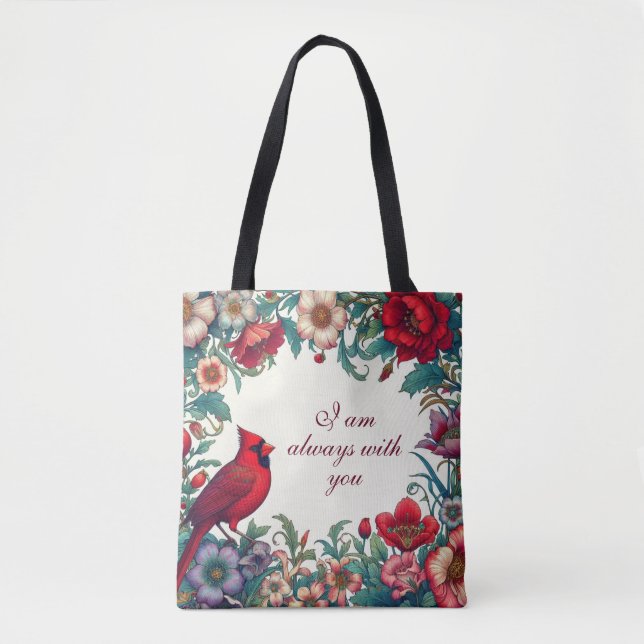 Red Cardinal Gifts Sympathy Keepsake Memorial Tote Bag (Front)