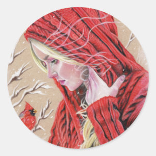 Red Cardinal girl christmas holiday winter sticker