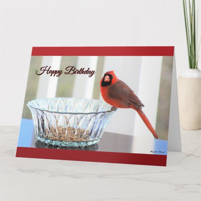 Red Cardinal Happy Birthday Card (Front)