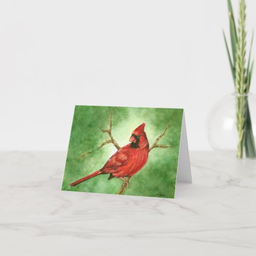 Red Cardinal Holiday card with love peace hope