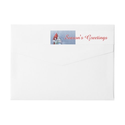 Red Cardinal Holiday Wrap Around Label