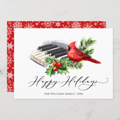 Red Cardinal Holly Berry Christmas Greeting Holiday Card
