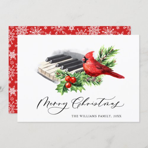 Red Cardinal Holly Berry Christmas Greeting Holiday Card