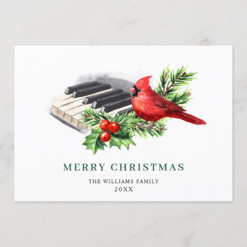 Red Cardinal Holly Berry Christmas Greeting Holiday Card