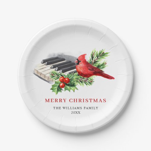 Red Cardinal Holly Berry Christmas Holiday Party Paper Plates