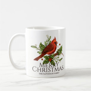 Red Cardinal Holly Christmas Cocoa Gift Coffee Mug