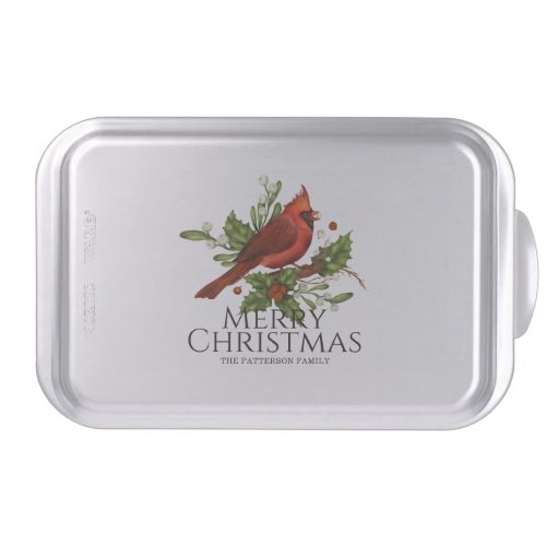 Red Cardinal Holly Christmas Custom Name Gift Cake Pan