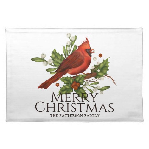 Red Cardinal Holly Christmas Table Gift Cloth Placemat