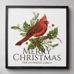 Red Cardinal Holly Christmas Wall Decor Peel And Stick Photo Tile