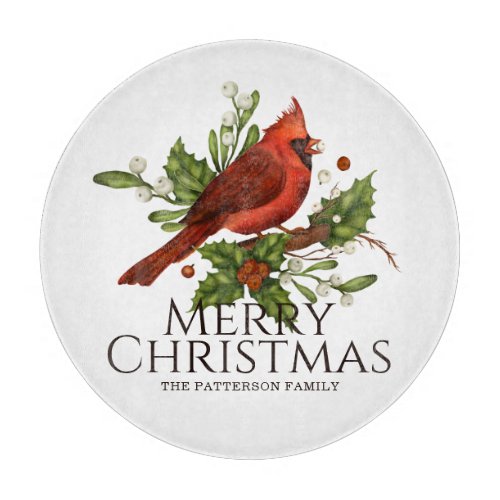 Red Cardinal Holly Holiday Kitchen Gift Cutting Board