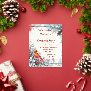 Red Cardinal in Beautiful Christmas Party Acrylic Enclosure Card