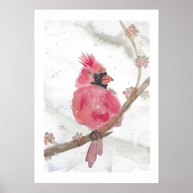 Red Cardinal in Snow Poster (Front)