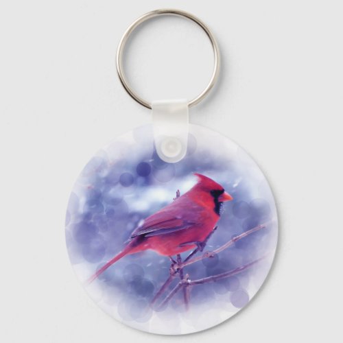 Red Cardinal in the Blizzard Keychain