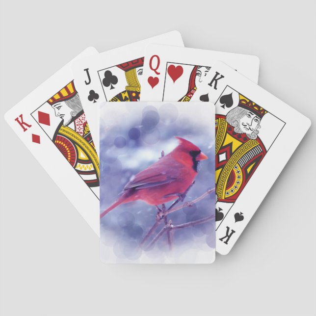 Red Cardinal in the Blizzard Poker Cards (Back)