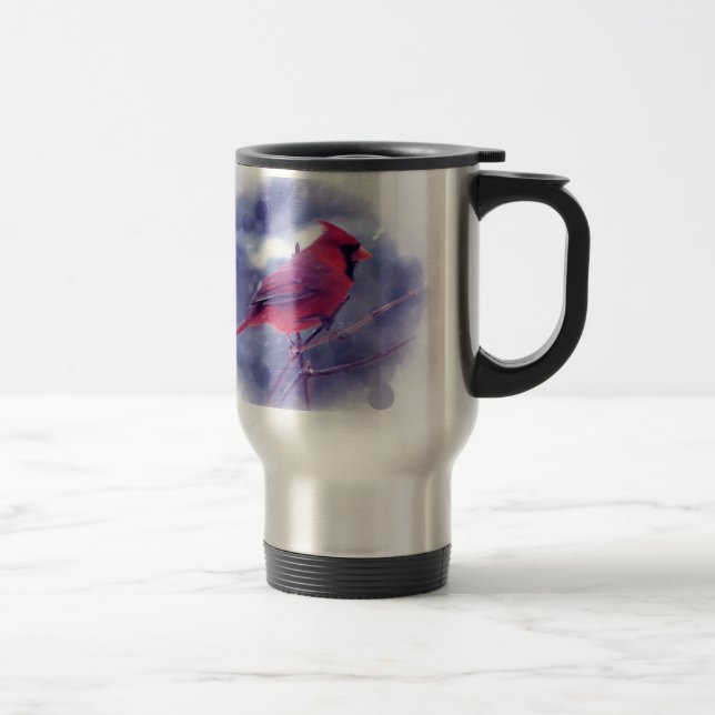 Red Cardinal in the Blizzard Travel Mug (Right)