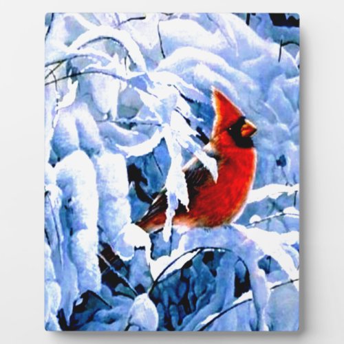 Red Cardinal In the Winter Snow Plaque