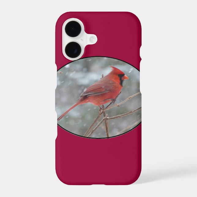 Red cardinal in Winter Iphone Case (Back)