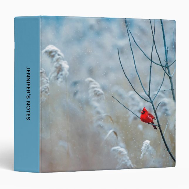 Red Cardinal in Winter Nature Photo Christmas 3 Ring Binder (Front/Spine)