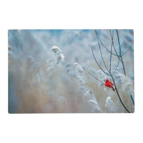 Red Cardinal in Winter Nature Photo Christmas Placemat