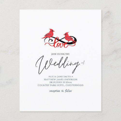 Red Cardinal Infinity Love Wedding Invitation