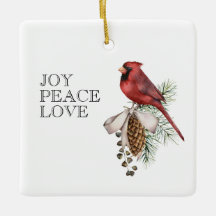 Red Cardinal, JOY PEACE LOVE Editable Christmas