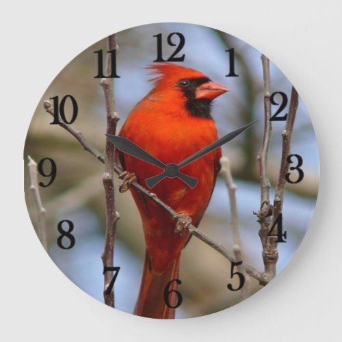 Red Cardinal Large Clock