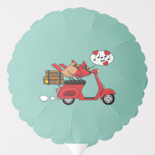 Red Cardinal Lovers on Scooter Balloon